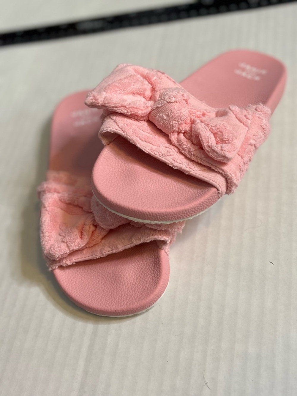 Janie and Jack Pink Terrycloth Bow Slide Sandals girls size 13